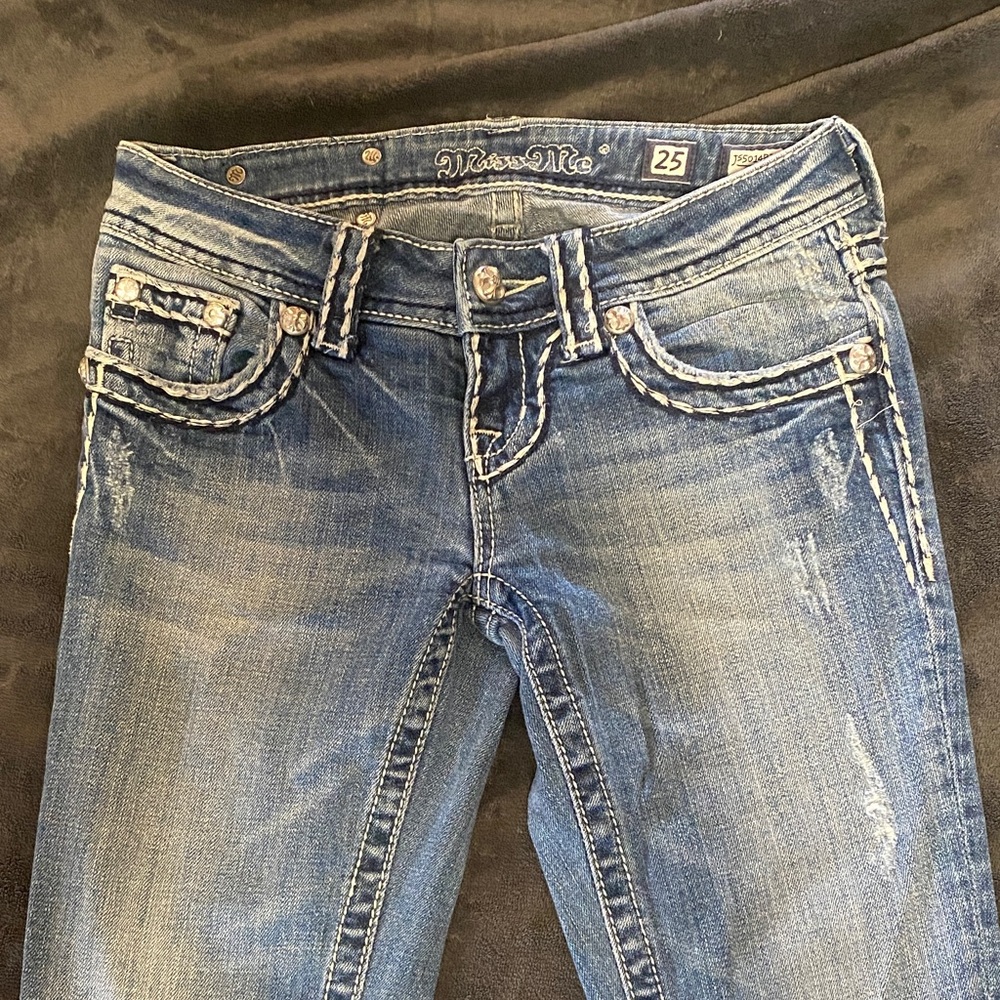 Miss Me Women's Distressed Blue Boot Cut Jeans